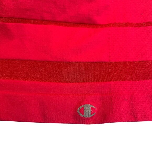 VTG Champion Double Dri Womans Large Stretch Red Striped Tee Tank Top w/ Bra USA - Picture 6 of 10